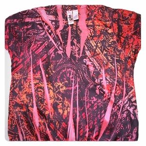 L8ter Tie-Dye Cap Sleeve Blouse M | Satin | Barbiecore